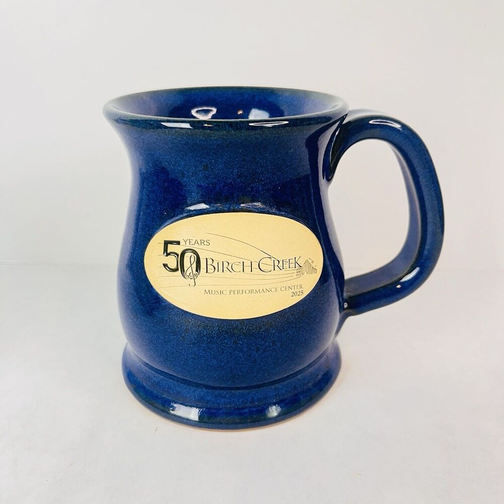 Sunset Hill Stoneware Mug Birch Creek 50th Anniversary 2025 Blue Pottery USA